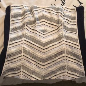 Blue and white strapless top with rhinestones